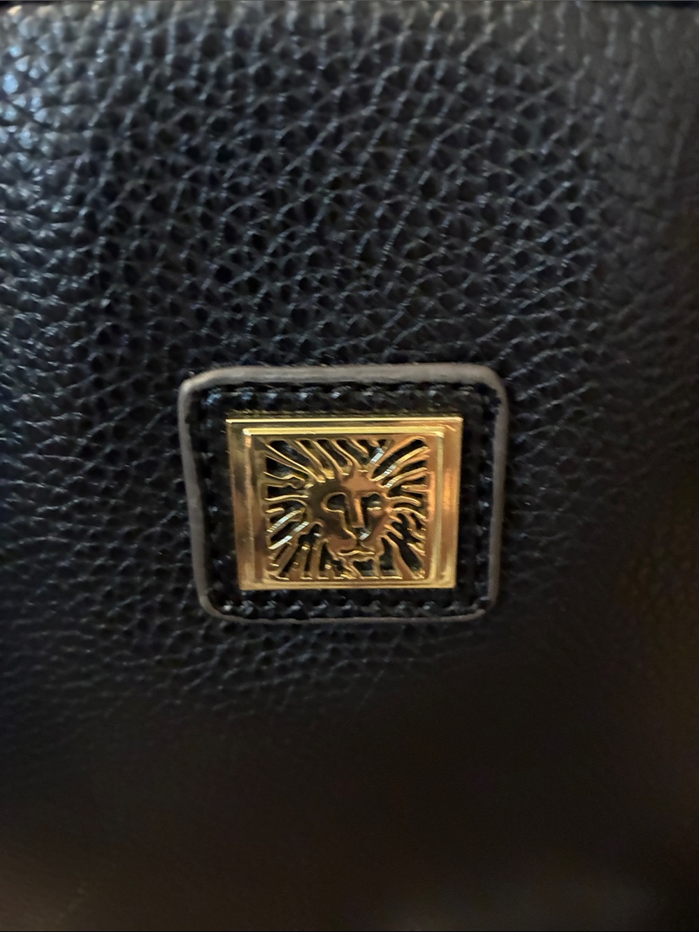 Anne Klein Black Leather Tote with Gold Hardware - Picture 2 of 7